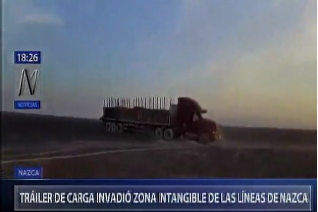 Nasca: trÃ¡iler ingresÃ³ a zona intangible y daÃ±Ã³ geoglifos